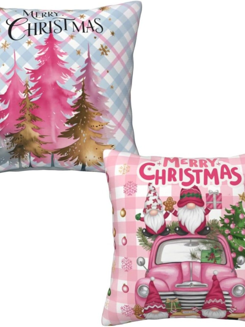 Christmas Throw Pillows 18x18 Set of 2 - Double Sided with inserts